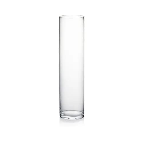 WGVI Thick Tall Clear Cylinder Glass Vase 4" W x 16" H | Elegant Floral Centerpiece thumbnail 1