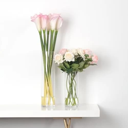 WGVI Thick Tall Clear Cylinder Glass Vase 4" W x 16" H | Elegant Floral Centerpiece thumbnail 5
