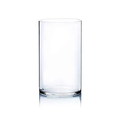 WGVI Clear Cylinder Glass Vase 18cm (7") x 30cm (12") | Handcrafted Home Accent Decor thumbnail 1