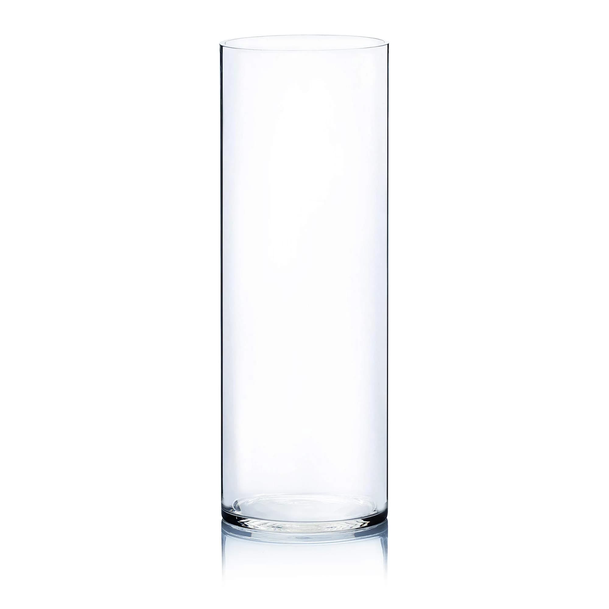 WGVI Clear Cylinder Glass Vase 18cm (7") x 30cm (12") | Handcrafted Home Accent Decor — Clear