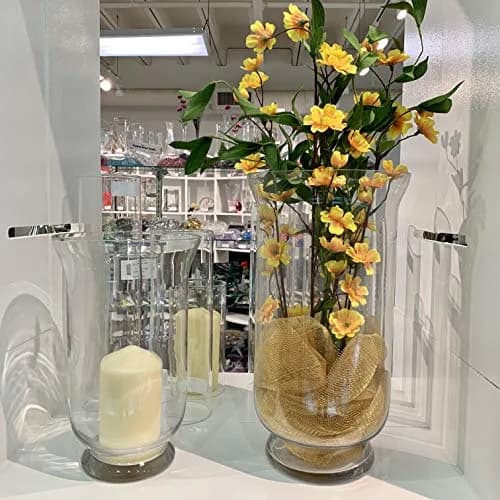 WGVI Unique Bouquet Vase, 8" W, 15" H, Clear Tall Hurricane Glass Candle Holder, Floral Planter Terrarium, Home Wedding Event Decor, 1 Piece (VHV0815) | Elegant Handblown Glass thumbnail 5