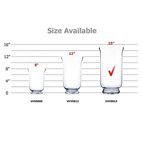 WGVI Unique Bouquet Vase, 8" W, 15" H, Clear Tall Hurricane Glass Candle Holder, Floral Planter Terrarium, Home Wedding Event Decor, 1 Piece (VHV0815) | Elegant Handblown Glass thumbnail 3