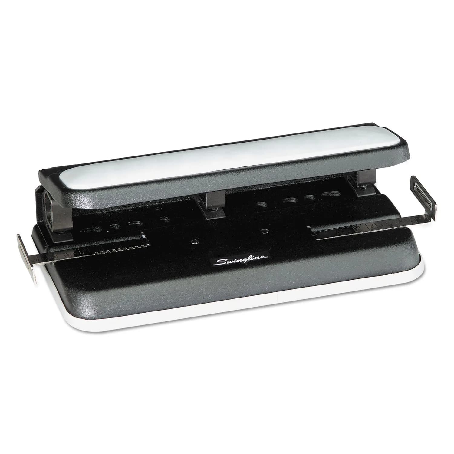 Swingline Heavy-Duty 3-Hole Punch, Adjustable, 9/32-Inch Holes, 32 Sheets Cap, Black | Durable Metal Construction with Patented Centamatic Centering - main product image