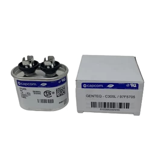 Genteq C305L Oval Run Capacitor 5 uf MFD 370 Volt | 2.27 kg (5 lb) Oval Run Capacitor thumbnail 2
