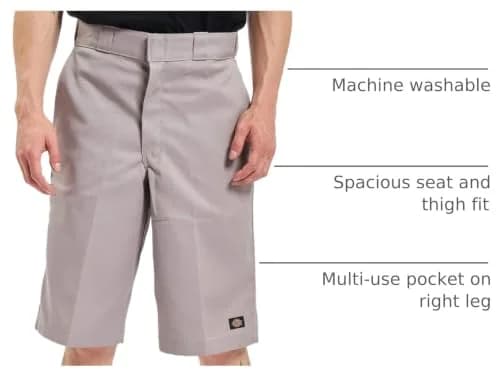 Dickies Men’s 13-Inch Loose Fit Work Shorts – Durable Outdoor Uniform Shorts with Multi-Pockets for Men on The Job, Silver Gray, 48 thumbnail 4