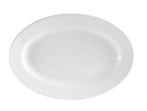 CAC China RCN-13 Clinton Rolled Edge 11-3/4-Inch Super White Porcelain Oval Platter | Durable, Microwave & Dishwasher Safe thumbnail 1