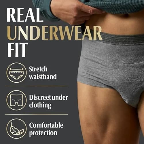 Depend Real Fit Incontinence Underwear for Men, S/M, 56 Count | Maximum Absorbency for Men's Bladder Protection thumbnail 9