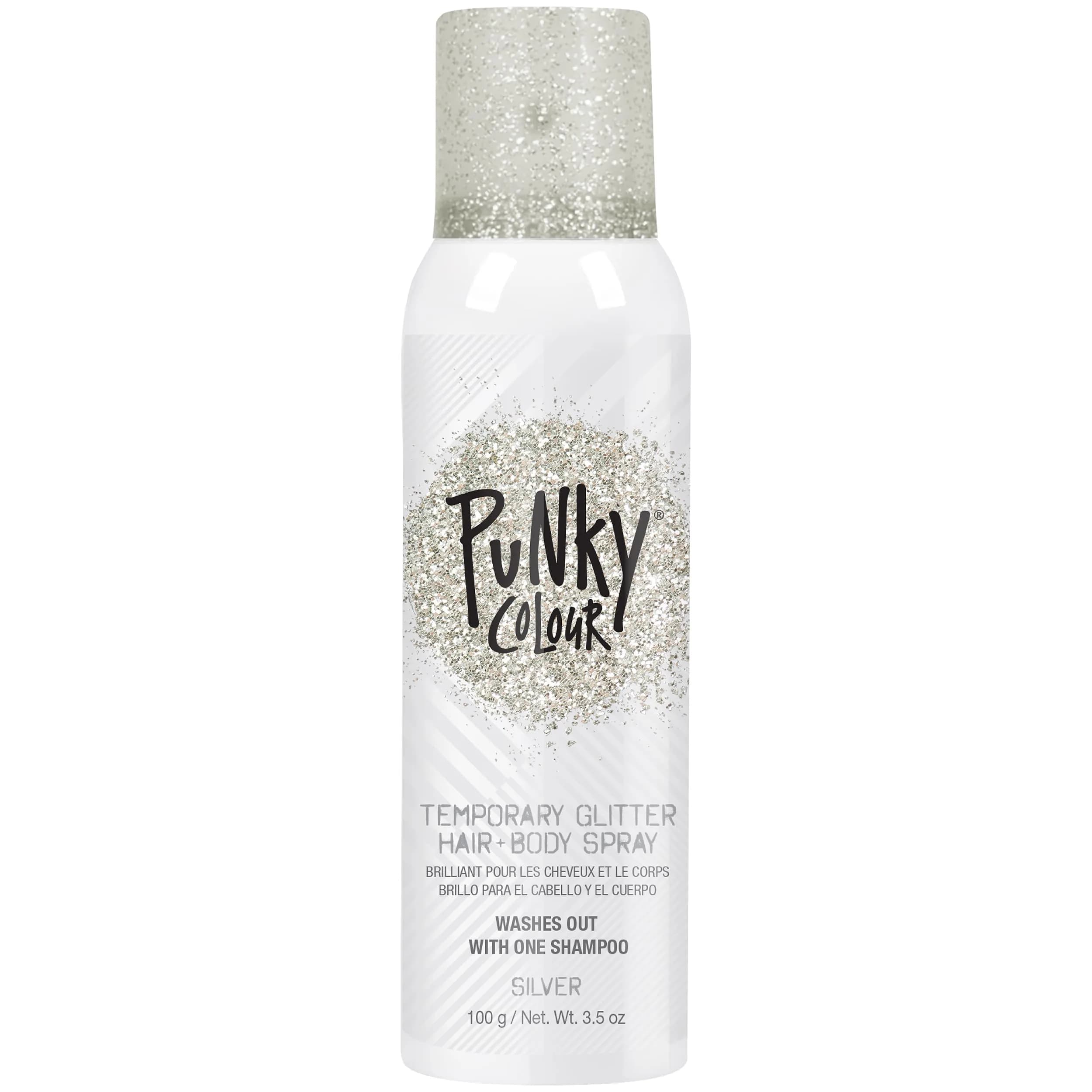 Jerome Russell Punky Silver Glitter Spray 3.5 oz | Sparkly Hair & Body Color for Kids & Adults - main product image