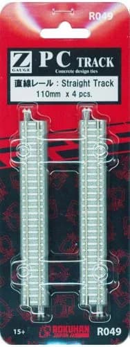 Rokuhan Z Gauge R049 PC Truck Straight Rail 4.3 inches (110 mm) | Pack of 4 for Model Railways thumbnail 1