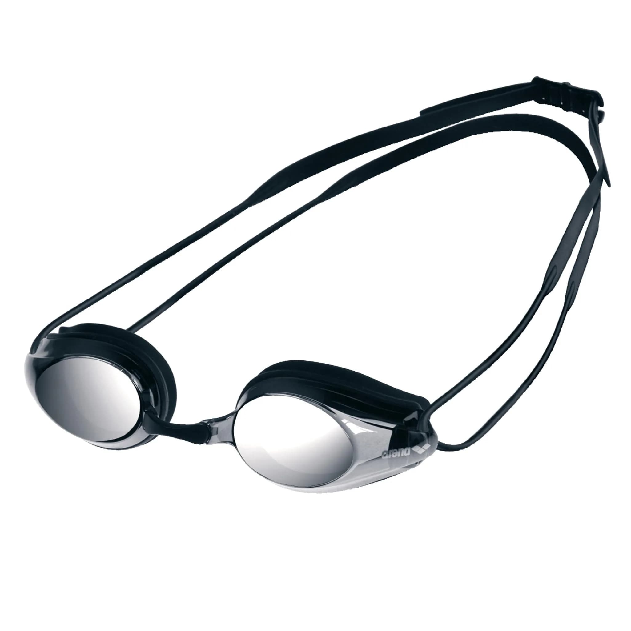 ARENA Tracks Unisex Adult Racing Swim Goggles FINA-Approved Anti-Fog Mirror Lens, Black/Blue Multi/Black | Competitive Swimming Essential — Black / Smoke Silver / Black / Adult Mirrored