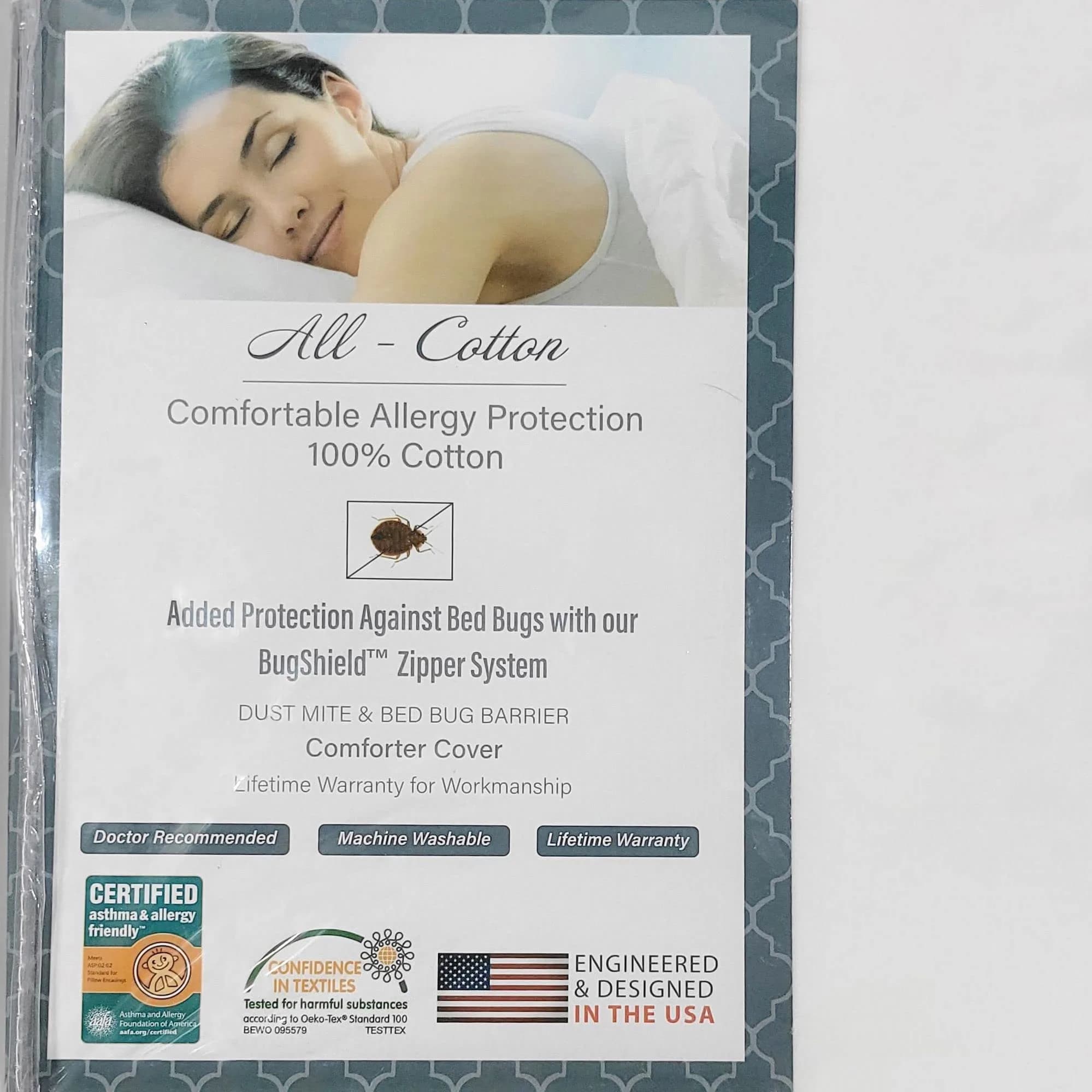 National Allergy 100% Cotton Twin Duvet Cover Protector, 66x86 in | Allergy-Friendly, Breathable Cotton — White