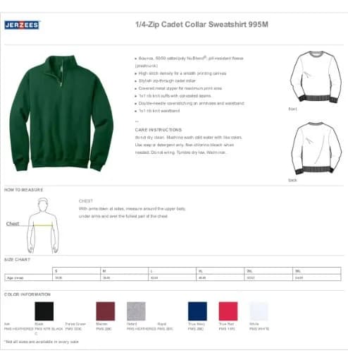 Jerzees NuBlend 1/4-Zip Cadet Collar Sweatshirt Royal XL 203g (8 oz) | Pill-Resistant Fleece for Daily Comfort thumbnail 5