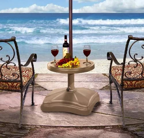 Shademobile RU22-6075 Accessory Table, Sand | 21-inch Round Resin Surface at Seating Height thumbnail 2