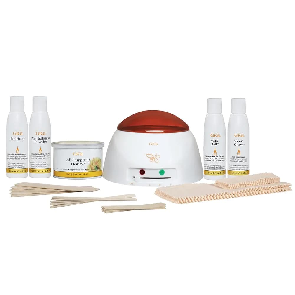 GIGI Creme Wax Hair Removal Kit, Wax Warmer for Face, Body & Eyebrow | Complete Home & Salon System — Student Starter