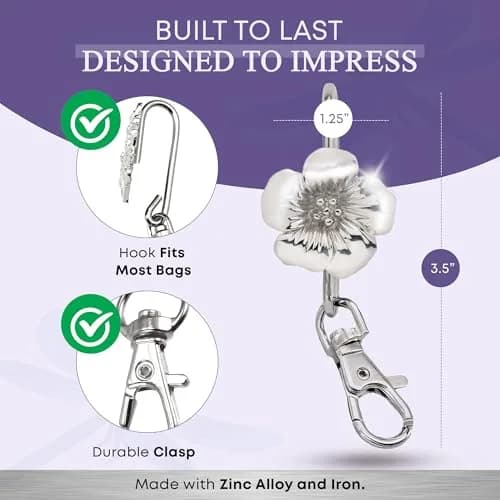 Finders Key Purse Silver Floral Keychain | Stylish & Multifunctional Accessory for Women thumbnail 4
