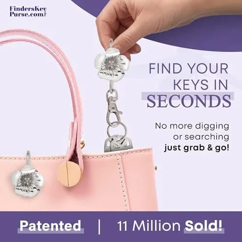Finders Key Purse Silver Floral Keychain | Stylish & Multifunctional Accessory for Women thumbnail 3