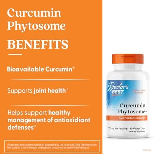 Doctor's Best Curcumin Phytosome 1000 mg 180 Veg Caps | Joint Health Support with Meriva thumbnail 2