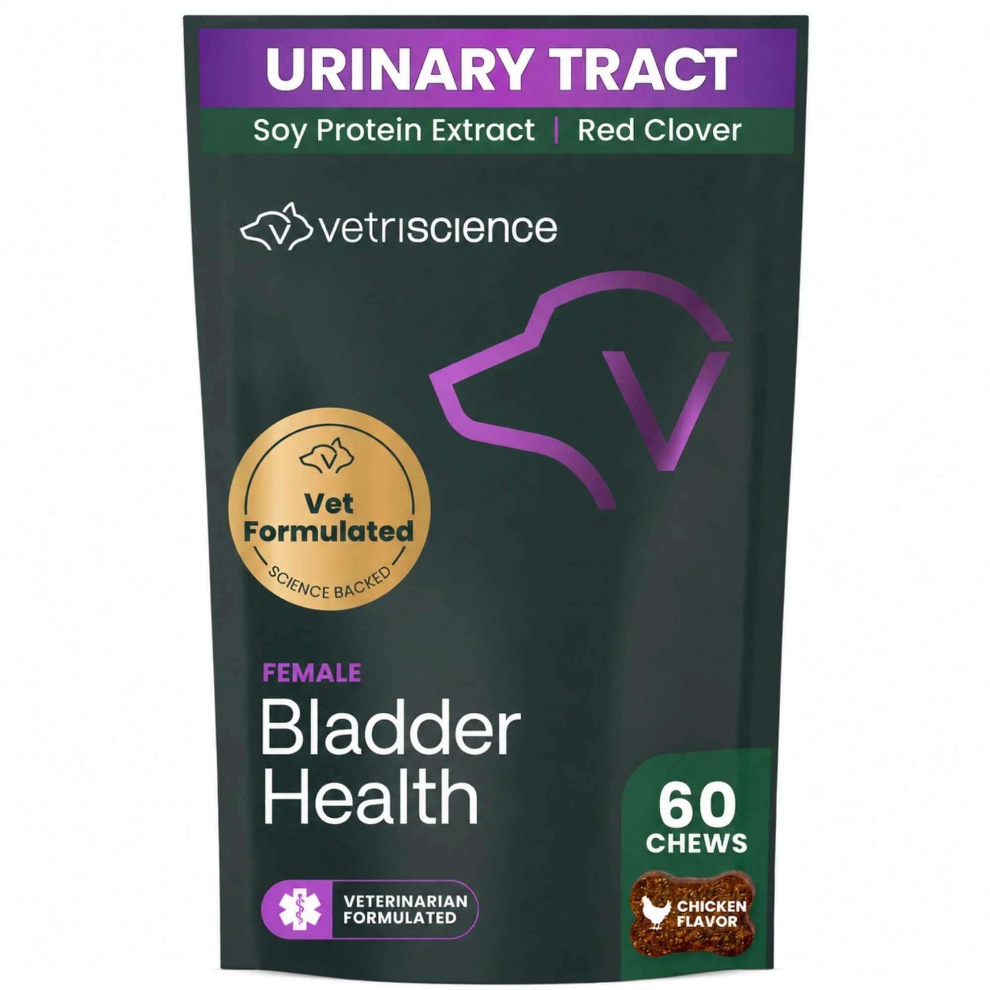 VetriScience Bladder Health Chews for Dogs, Chicken Flavor, 60 Count | Supports Bladder Control & Urinary Health