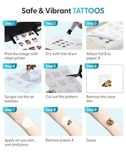 Silhouette America Temporary Tattoo Paper 2 Pack | Custom Inkjet Printable Designs for Events & Parties thumbnail 6