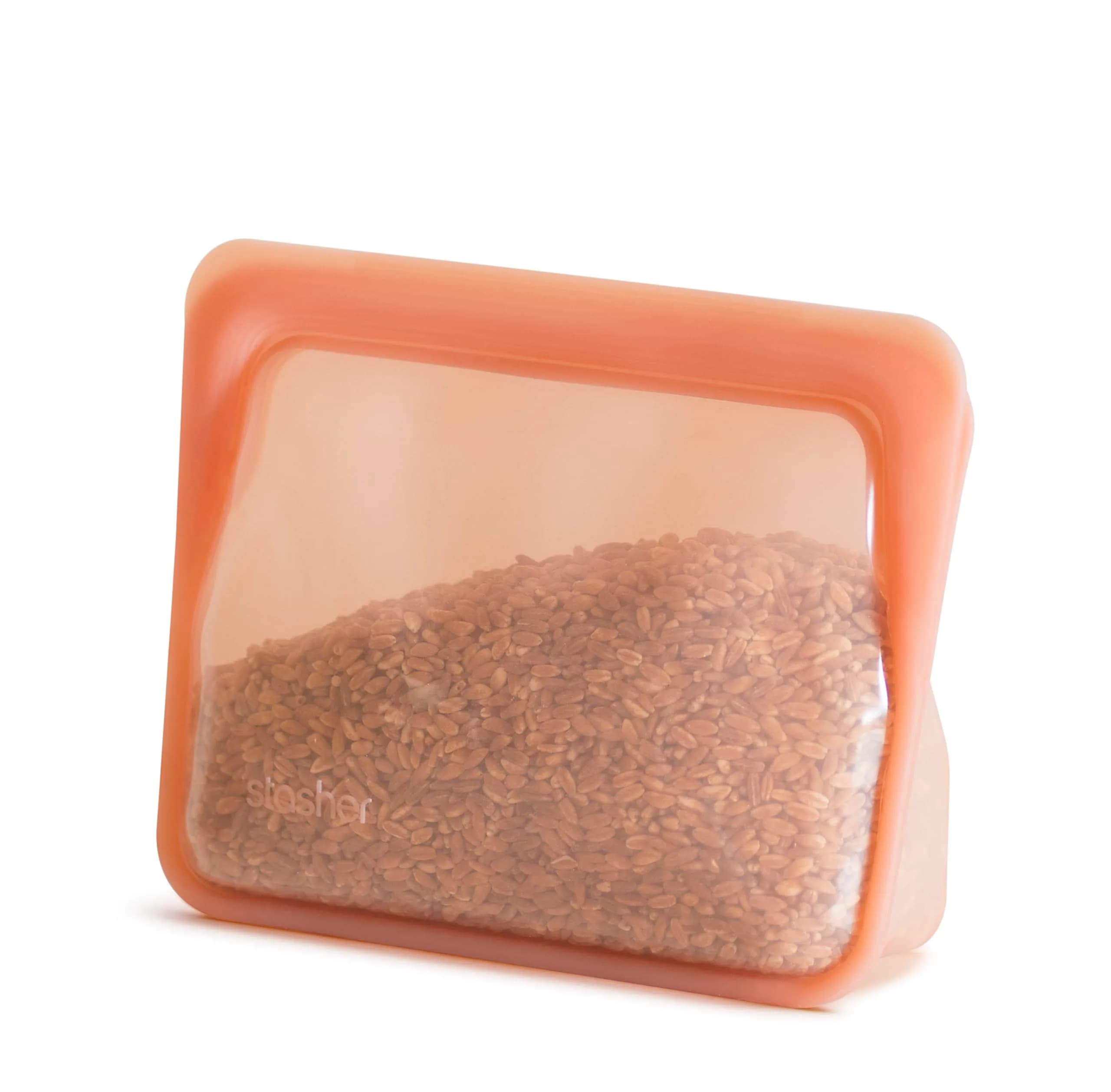 Stasher Premium Reusable Silicone Stand-Up Mini Bag 237ml (8 fl oz) | Leak-Free Pinch-Loc Seal for Food Storage — Coral