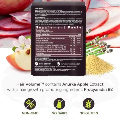 NEW NORDIC Hair Volume Daily Biotin Support Supplement | 30 Tablets | Supports Thicker, Fuller Hair thumbnail 4
