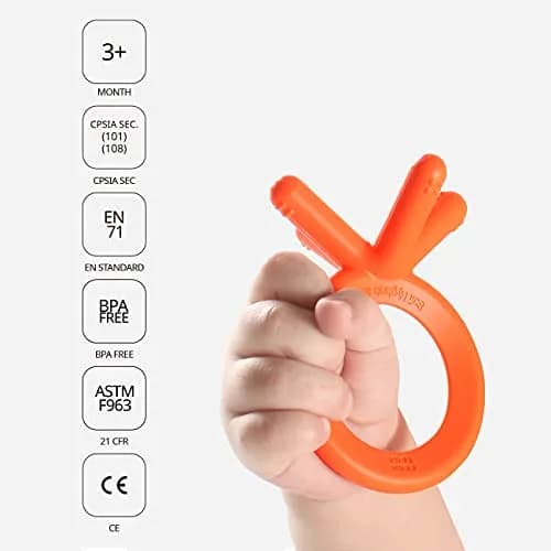 Comotomo Silicone Baby Teether, Orange | BPA-Free, Food-Grade Silicone thumbnail 3