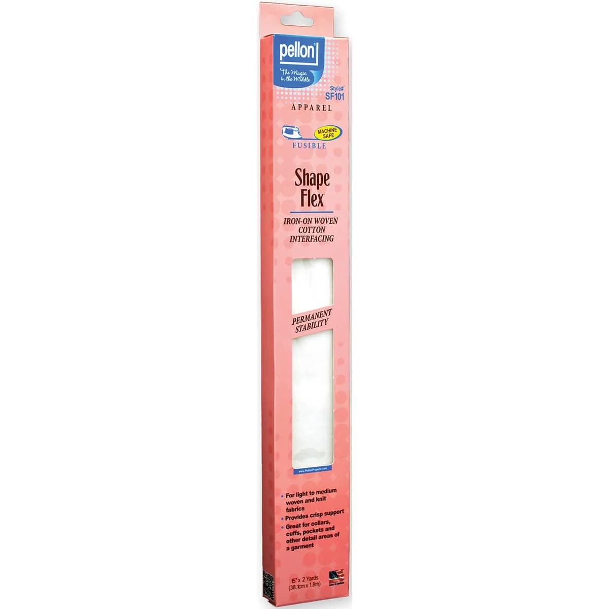 Pellon Shape-Flex Iron-On Fusible Interfacing 15" x 2 Yards (72" x 15") | Crisp Support for Collars, Cuffs & Bags
