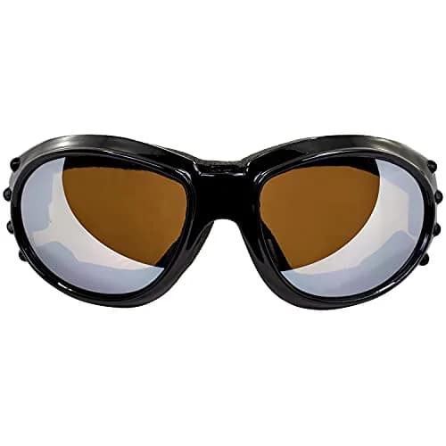 Birdz Eagle Motorcycle Goggles Black Frame Mirrored Brown Lens | 100% UVA/UVB Protection for Long Rides thumbnail 2