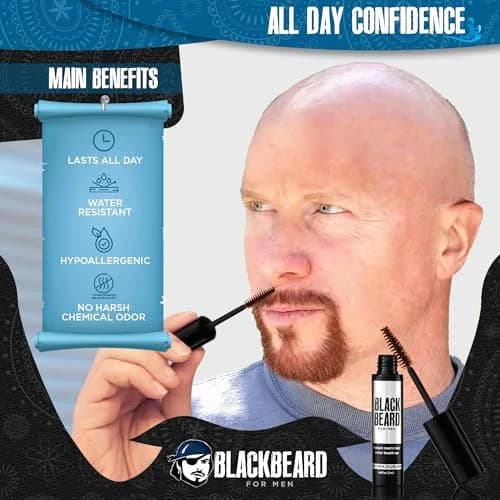BLACKBEARD FOR MEN Instant Beard Color, Brown/Auburn, 0.4 Fl Oz (12ml) | Covers Grays & Fills Patchy Beards thumbnail 4