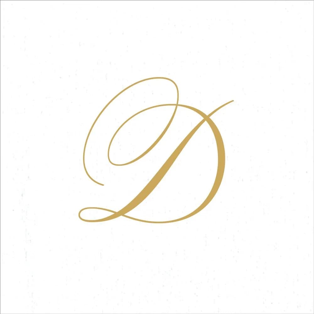 Caspari White Pearl Paper Linen Cocktail Napkins, Monogram Initial D, Pack of 30 (5" Sq Folded, 10" Sq Open) | Imported for Indian Entertaining