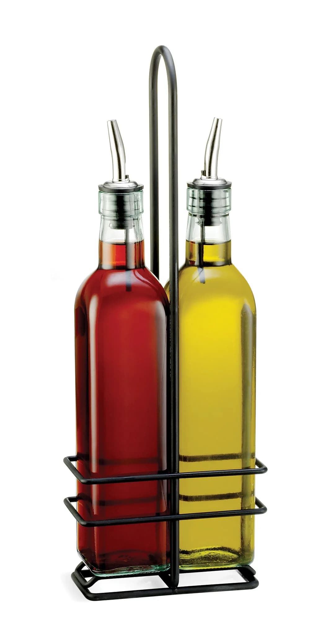 Tablecraft Oil & Vinegar Set with Stainless Steel Pourers 16 oz | Modern Kitchen Accessory - main product image