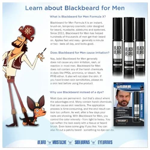 Blackbeard for Men Instant Beard Color, Brown/Auburn, 6 Pack | Waterproof, Hypoallergenic, Touch-Up thumbnail 8