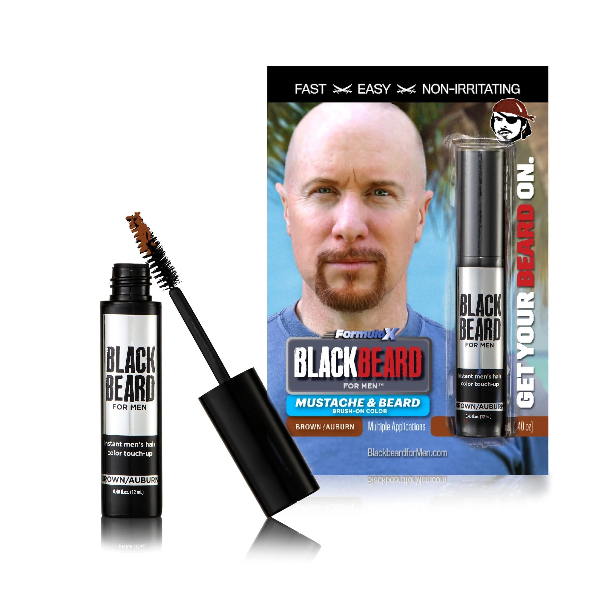 Blackbeard for Men Instant Beard Color Dark Brown 0.4 Fl Oz (11.8 ml) | Dye-Free, Hypoallergenic, All-Day Wear — Brown/Auburn / 0.4 Fl Oz