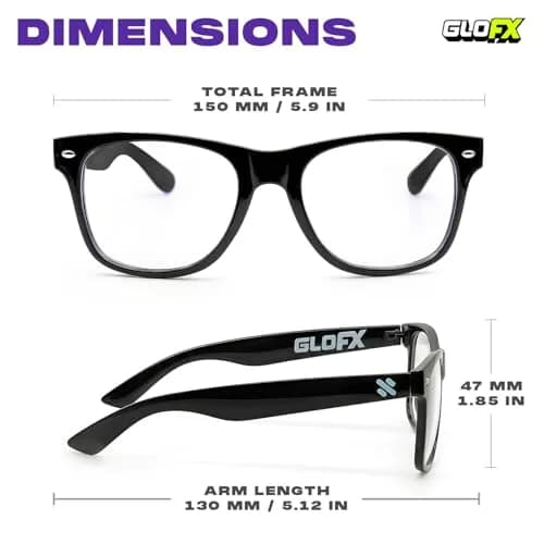 GloFX Ultimate Diffraction Glasses - Black Frame, Rainbow Lens | Lightweight & Durable thumbnail 2