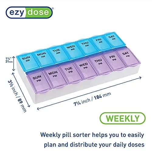EZY DOSE Weekly AM/PM Pill Organizer Case 14 Compartments | Arthritis Foundation Recommended thumbnail 3
