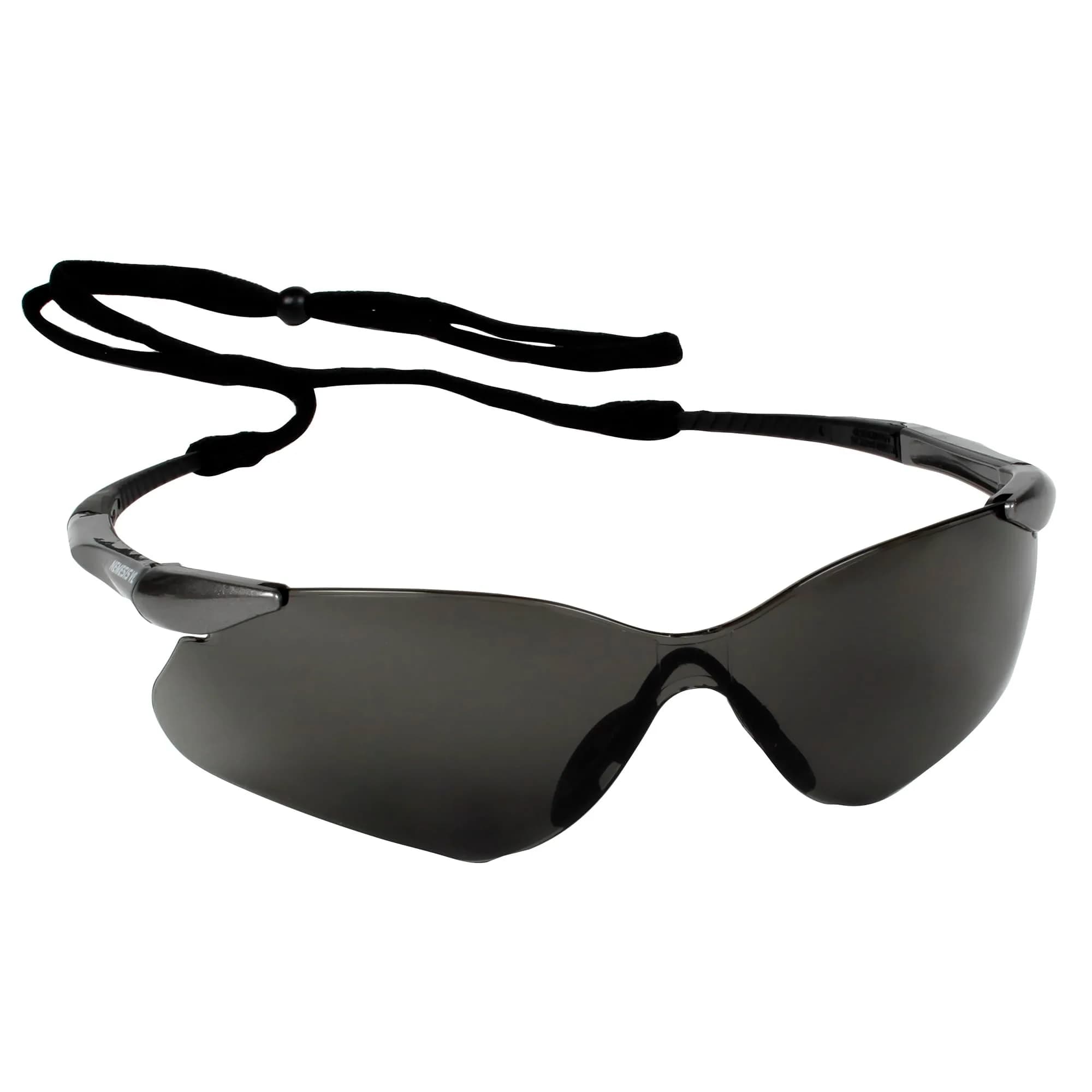 KleenGuard V40 Hellraiser Safety Glasses 12 Pairs | Indoor/Outdoor Lens, Black Frame, ANSI Z87.1+ Certified — Smoke Lens