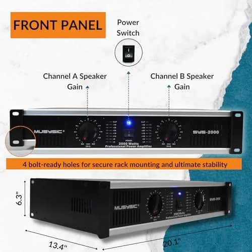 MUSYSIC Power Amplifier 2000 Watts | 2 Channel PA Amplifier for Speakers in India thumbnail 3