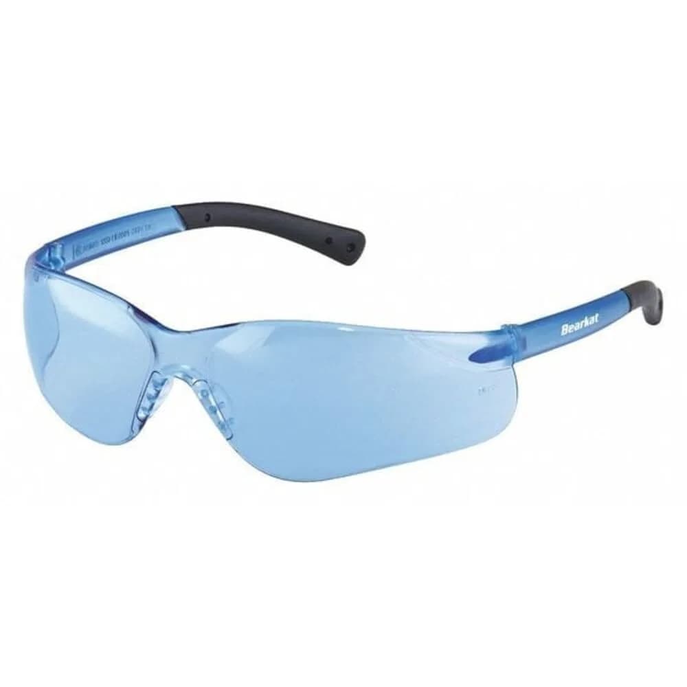 MCR Safety BearKat 3 Safety Glasses Clear Lens 1 Pair | Scratch Resistant UV Protection — Light Blue