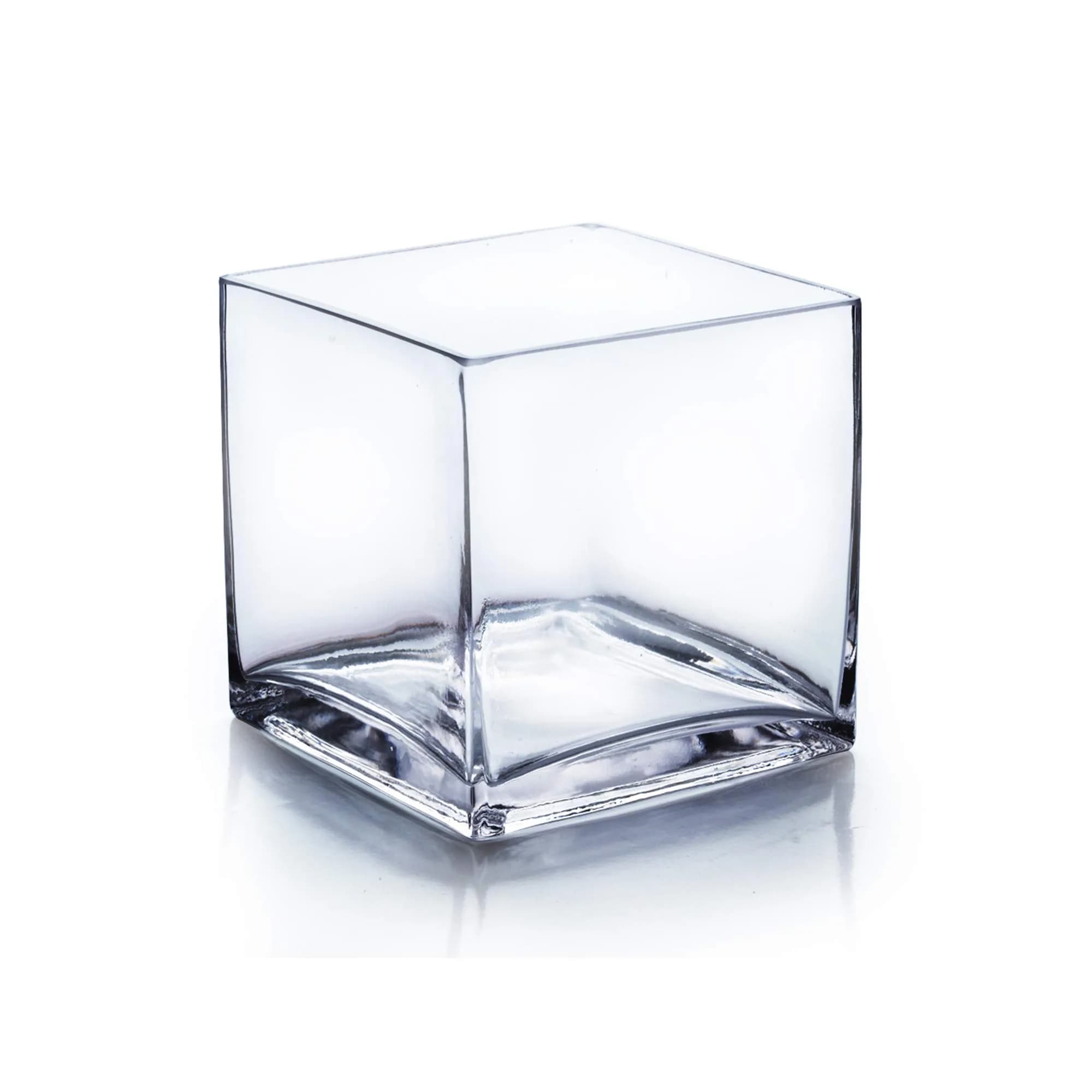 WGVI WGV Cube Glass Vase 6" Clear Elegant Floral Accent Container - main product image