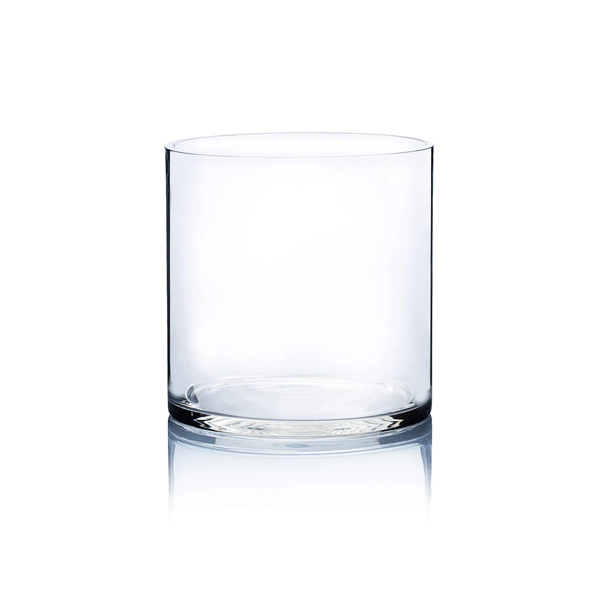 WGVI Clear Cylinder Glass Vase 18cm (7") x 30cm (12") | Handcrafted Home Accent Decor — 7"x7"H