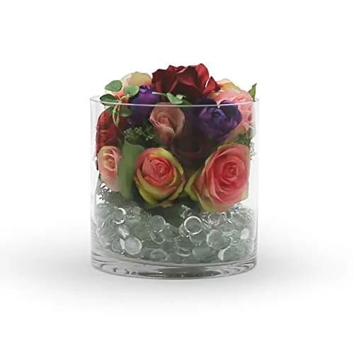 WGVI 7" Cylinder Vase | Clear Wide Large Diameter Glassware for Home Accent Decor thumbnail 4
