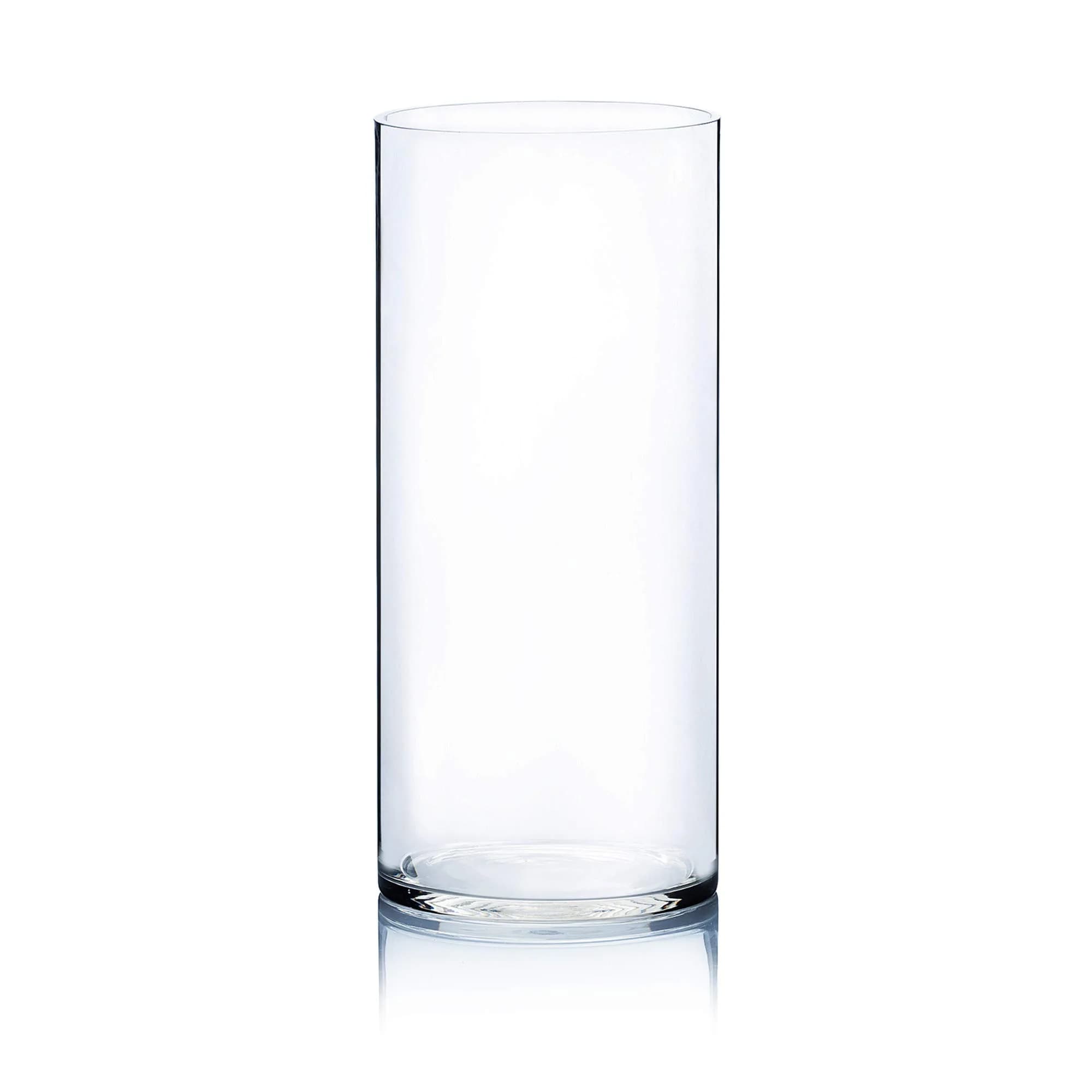 WGVI Clear Cylinder Glass Vase 18cm (7") x 30cm (12") | Handcrafted Home Accent Decor — 7"x16"H