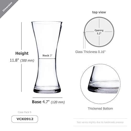 WGVI Unique Bouquet Vase, 5" W, 12" H, Clear Glass Tall Floral Centerpiece for Home & Wedding Decor thumbnail 2
