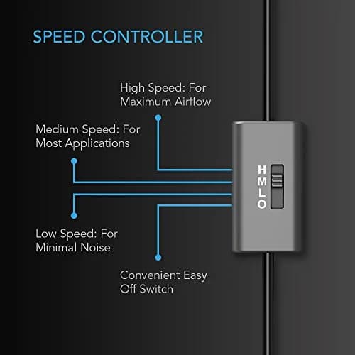 AC Infinity AIRPLATE S5 Cabinet Cooling Fan 8" (20.3 cm) with Speed Controller | 52 CFM, 18 dBa, Dual Ball Bearings thumbnail 3