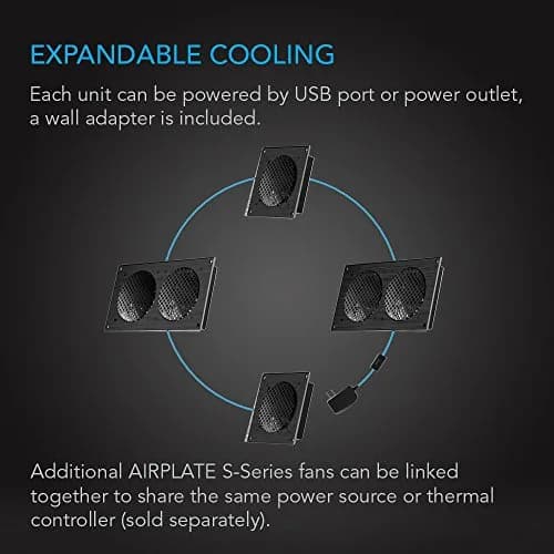 AC Infinity AIRPLATE S7 Quiet Cabinet Cooling Fan 12" (30.7 cm) with Speed Controller | 104 CFM Airflow, 19 dBA Noise, Dual Ball Bearings thumbnail 4