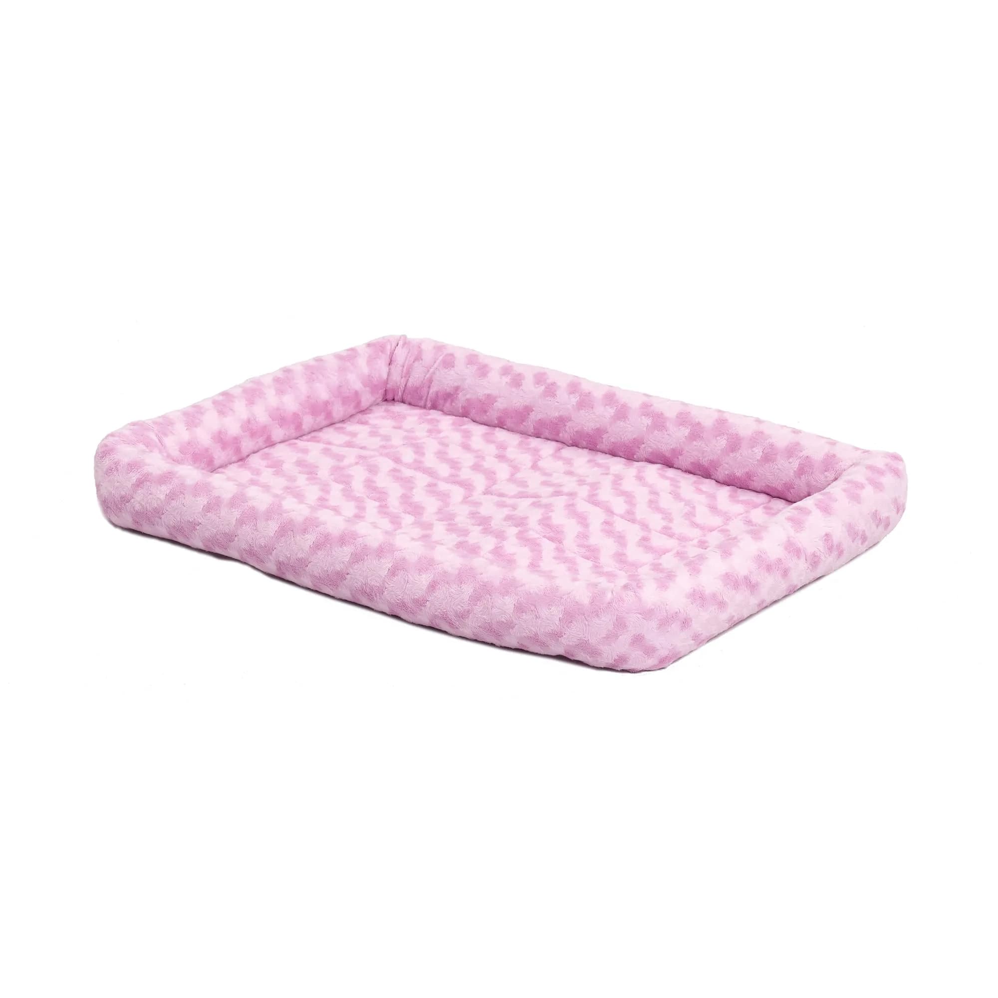 MidWest Homes for Pets QuietTime Bolster Dog Bed 45.7cm (18 Inch) | Plush Pink Crate Mat for Toy Breeds & Cats