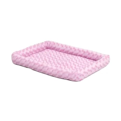 MidWest Homes for Pets QuietTime Bolster Dog Bed 45.7cm (18 Inch) | Plush Pink Crate Mat for Toy Breeds & Cats thumbnail 1