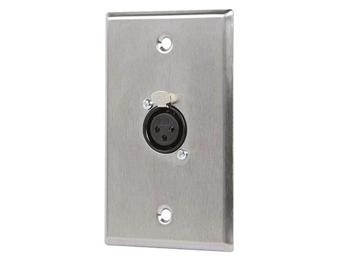 Monoprice XLR Female 3-Pin Wall Plate Zinc Alloy Silver | High-Quality Audio Connector - main product image