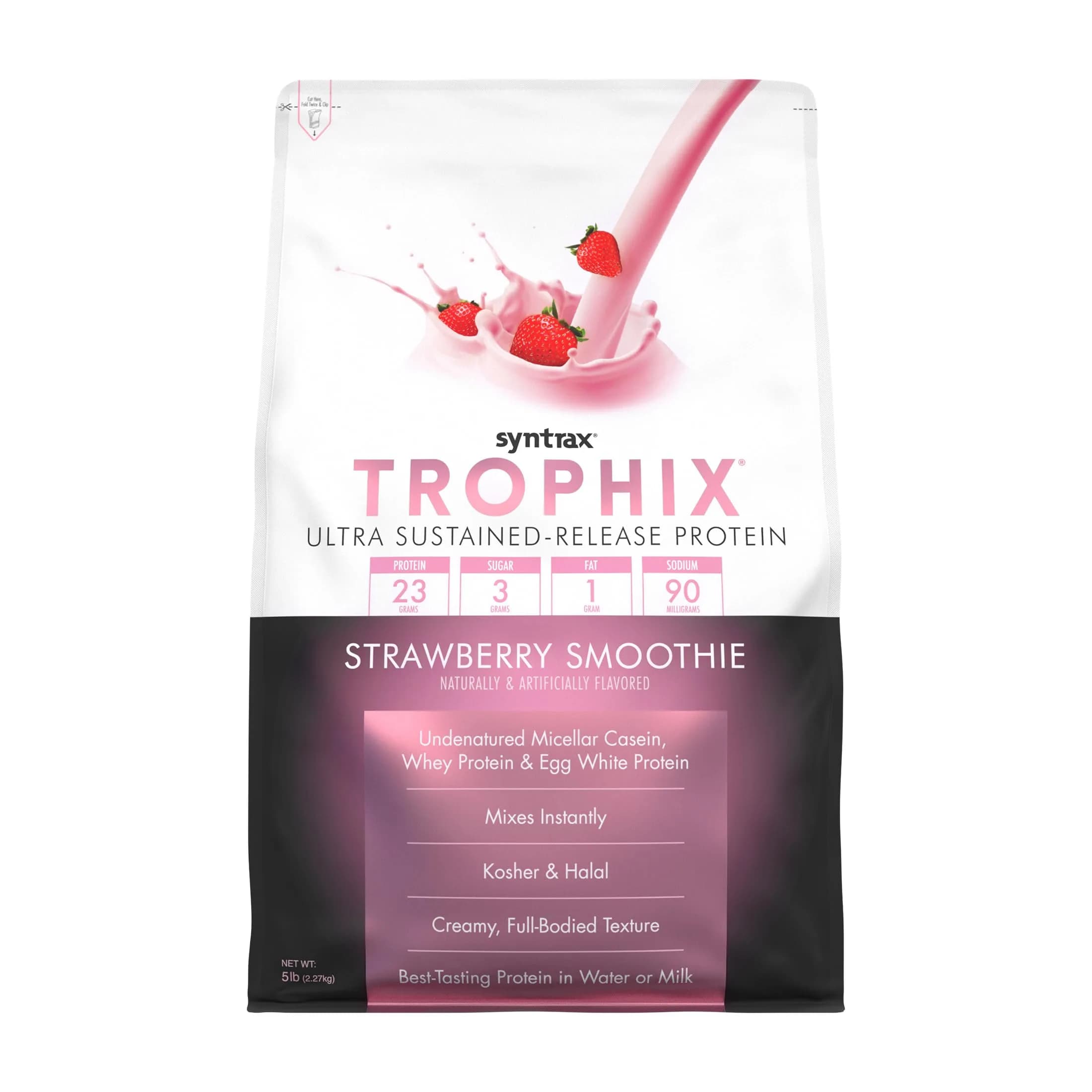 Syntrax Trophix Ultra Sustained‑Release Protein, Chocolate Supreme, 5 lb | Supports Long-Term Muscle Recovery — Strawberry Smoothie / 5 Pound