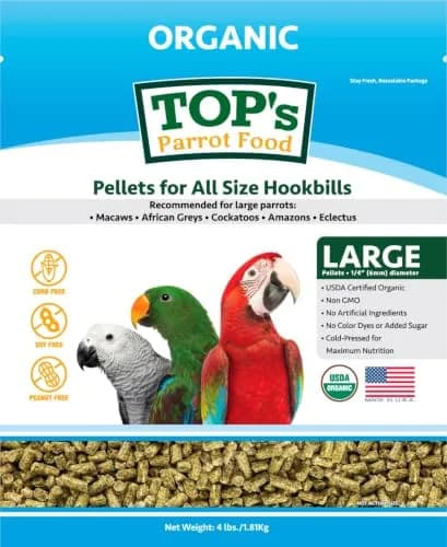 TOP's Parrot Food USDA Organic Certified Non-GMO Bird Food for Hookbills 1.82 kg (4 lb) | Complete Diet for Large Parrots thumbnail 1